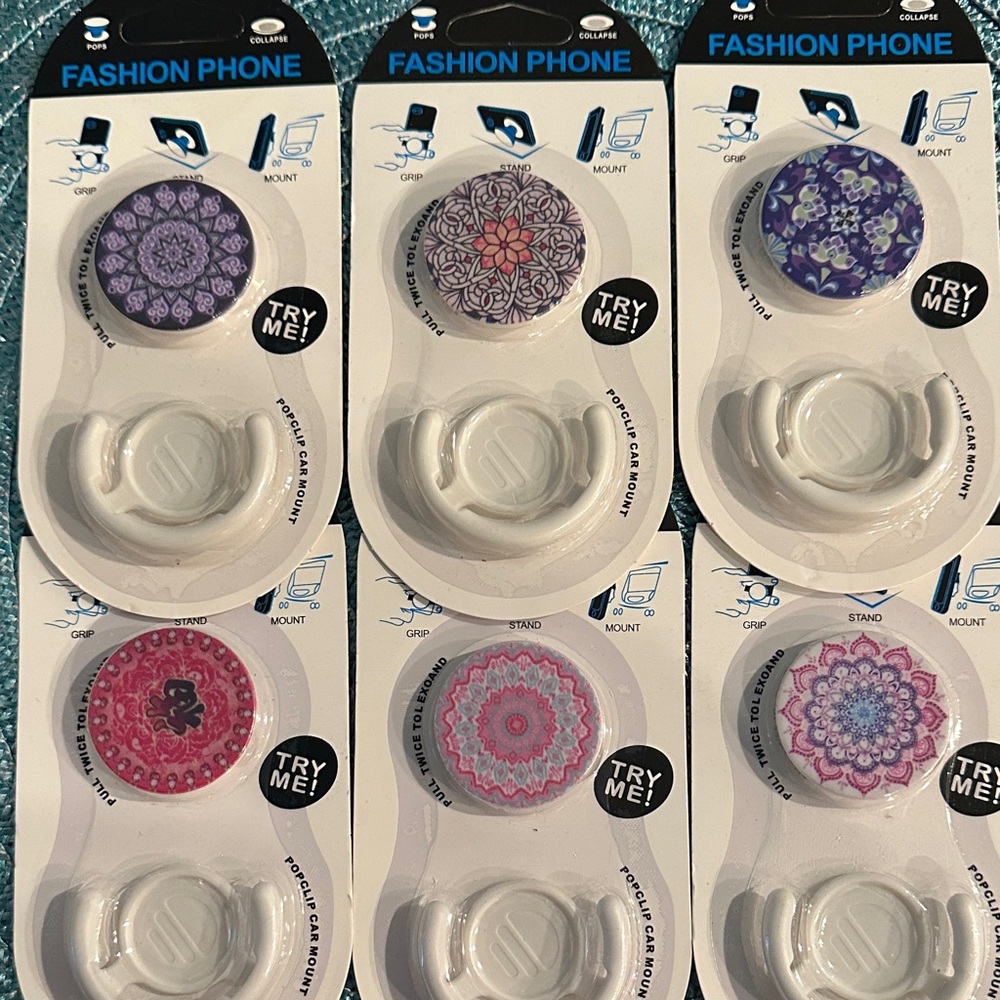 #014 Fashion Phone PopSocket Style Phone Grip - Assorted Purple & Pink Designs
